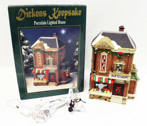 VINTAGE in box Dickens Keepsake Porcelain Lighted House Gift Shop Works