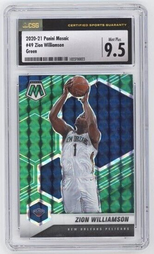 Zion Williamson 2020 Panini Mosaic Green #49 CSG 9.5 Pelicans