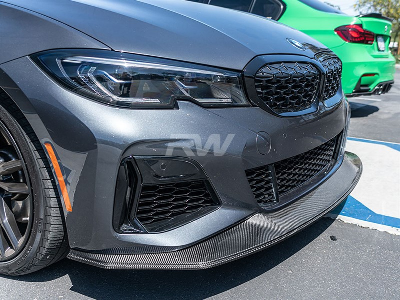 Tesla Model Y Carbon Fiber Front Lip Spoiler from RW Carbon