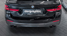 CARGRAPHIC Rear Silencer Replacement Pipe w/2x Active Sound Modules & 4x 89mm Visual Carbon Matte Sport Tailpipes w/SS Liner & CARGRAPHIC Logo For Diesel BMW 5-Series G30/G31 Single-Flow Exhaust Systems - PERG30DSM35RKEVTPCG