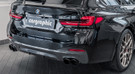 CARGRAPHIC Rear Silencer Replacement Pipe w/2x Active Sound Modules & 4x 89mm Visual Carbon Matte Sport Tailpipes w/SS Liner & CARGRAPHIC Logo For Diesel BMW 5-Series G30/G31 Single-Flow Exhaust Systems - PERG30DSM35RKEVTPCG