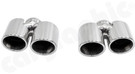 CARGRAPHIC Double-End Sport Tailpipe Set - 2x 89mm Rolled-In, Double-Wall, Round, Slash-Cut & Mirror Polished For Porsche 991.1 Carrera / Carrera 4 3.4L w/Standard Exhaust System - PERP9134ERS