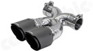 CARGRAPHIC Sport Double-End Tailpipe - 89mm Slash-Cut w/Stainless Steel Liner, CARGRAPHIC Logo & Visual Carbon Matte Finish For Porsche 987 Boxster / Cayman - PERP87ER35XKEVTPCG