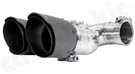 CARGRAPHIC Sport Double-End Tailpipe - 89mm Slash-Cut w/Stainless Steel Liner, CARGRAPHIC Logo & Visual Carbon Matte Finish For Porsche 987 Boxster / Cayman - PERP87ER35XKEVTPCG