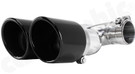 CARGRAPHIC Sport Double-End Tailpipe - 100mm Double-Walled, Slash-Cut, Rolled-In & Gloss Black Chrome Finished For Porsche 987.1 Boxster & 987.2 Boxster / Cayman - PERP87ER40RXENA