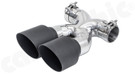 CARGRAPHIC Sport Double-End Tailpipe (Special Lightweight Version) - 100mm Matte Black Thermopaint Finished For Porsche 718 (982) Boxster / Cayman - CARP82ER40XTP