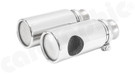 CARGRAPHIC Sport Tailpipe Set - 2x 89mm Round, Rolled-In, Plugged Off, Special Silenced w/Exit Perforated Downwards Construction & Mirror Polished For Porsche 718 Boxster / Cayman GTS, Spyder & GT4 - CARP82GT4ERSIL