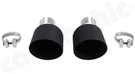 CARGRAPHIC Sport Tailpipes (Lightweight Construction) For OEM Rear Silencer - 2x 100mm Round, Slash-Cut & Matte Black Thermopaint Finished For Porsche 718 Boxster / Cayman / Spyder / GT4 - CARP82GT4ER2100TPOE