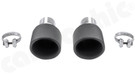 CARGRAPHIC Sport Tailpipes For OEM Rear Silencer - 2x 100mm Round, Rolled-In, Slash-Cut w/Perforated Inserts & Matte Black Thermopaint Finished For Porsche 718 Boxster / Cayman / Spyder / GT4 - CARP82GT4ER2100RTPOE