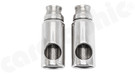 CARGRAPHIC Sport Tailpipe Set For OEM Rear Silencer - 2x 89mm Round, Rolled-In, Plugged Off, Special Silenced w/Exit Perforated Downwards Construction & Mirror Polished For Porsche 718 Boxster / Cayman GTS, Spyder & GT4 - CARP82GT4ERSILOE