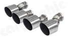 CARGRAPHIC Double-End Tailpipe Set (Special Lightweight Design) - 2x 100mm Round, Slash-Cut & Stainless Steel Brushed For Porsche 970.1 Panamera - CARP70ER40