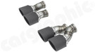 CARGRAPHIC Double-End Tailpipe Set - 2x 100mm Round, Rolled-In w/Perforated Insert, Slash-Cut & Matte Black Thermopaint Finished For Porsche 970.1 Panamera - CARP70ER40RTP