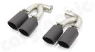 CARGRAPHIC Sport Double-End Tailpipe Set - 4x 100mm Round, Rolled-In, Slash-Cut w/Perforated Insert & Matte Black Thermopaint Finished For Diesel Porsche 958.1 Cayenne - CARP58ER44TP