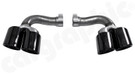 CARGRAPHIC Sport Double-End Tailpipe Set - 2x 100mm Round, Rolled-In w/Inside Stainless Steel Liner & Gloss Black Enameled For Porsche Cayenne / Cayenne E-Hybrid 3.0L V6 - PERERP5E34100ENA