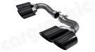 CARGRAPHIC Sport Double-End Tailpipe Set - 2x 100mm Round, Rolled-In w/Inside Stainless Steel Liner & Gloss Black Enameled For Porsche Cayenne / Cayenne E-Hybrid 3.0L V6 - PERERP5E34100ENA