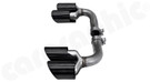 CARGRAPHIC Sport Double-End Tailpipe Set - 2x 100mm Round, Rolled-In w/Inside Stainless Steel Liner & Gloss Black Enameled For Porsche Cayenne / Cayenne E-Hybrid 3.0L V6 - PERERP5E34100ENA