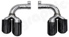 CARGRAPHIC Sport Double-End Tailpipe Set - 2x 100mm Round, Rolled-In w/Visible Stainless Steel Liner & Gloss Black Enameled For Porsche Cayenne / Cayenne E-Hybrid 3.0L V6 Vehicles w/Standard Exhaust System - PERERP5E34100INENA
