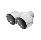 Flowmaster Exhaust Tip Exhaust Tip - Dual 4.00 in. Angle Cut Polished SS Fits 2.50 in. Tubing - Weld on - 15391
