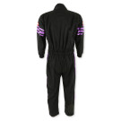 RaceQuip One Piece Single Layer Fire Suit - Black w/Purple Stripes -Kids Small 1950592RQP