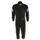 RaceQuip One Piece Single Layer Fire Suit - Black w/Purple Stripes -Kids Small 1950592RQP