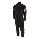 RaceQuip One Piece Single Layer Fire Suit - Black w/Purple Stripes -Kids Small 1950592RQP