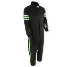 RaceQuip One Piece Single Layer Fire Suit - Black w/Green Stripes - Kids XL 1950796RQP