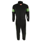RaceQuip One Piece Single Layer Fire Suit - Black w/Green Stripes - Kids XL 1950796RQP
