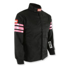 RaceQuip Single Layer Fire Suit Jacket - Black w/Pink Stripes - Kids Small 1960892RQP