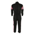 RaceQuip One Piece Single Layer Fire Suit - Black w/Pink Stripes - Kids X-Small 1950891RQP