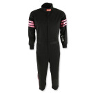 RaceQuip One Piece Single Layer Fire Suit - Black w/Pink Stripes - Kids X-Small 1950891RQP