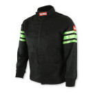 RaceQuip Single Layer Fire Suit Jacket - Black w/Green Stripes -Kids Large 1960795RQP