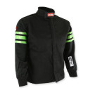 RaceQuip Single Layer Fire Suit Jacket - Black w/Green Stripes -Kids Large 1960795RQP