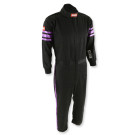 RaceQuip One Piece Single Layer Fire Suit - Black w/Purple Stripes - Kids XX-Small 1950590RQP