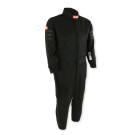 RaceQuip One Piece Single Layer Fire Suit - Black w/Black Stripes - Kids 2XL 1959997RQP