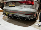 German Car Accessories 2017-2020 Audi A3/S3 Carbon Fiber KB Style Diffuser with LED Brake Light 8V.5