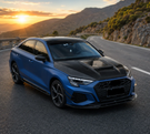 German Car Accessories 2021+ Audi A3/S3/RS3 Glass Engine Cover Carbon Fiber Hood 8Y/8Y.5