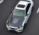 German Car Accessories 2015-2023 Mercedes C-Class/C43 AMG Glass Engine Cover V3 Style Carbon Fiber Hood | W205