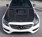 German Car Accessories 2015-2023 Mercedes C-Class/C43 AMG Glass Engine Cover V2 Carbon Fiber Hood | W205
