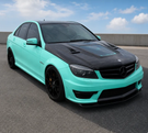 German Car Accessories 2008-2011 Mercedes C63 AMG Glass Engine Cover Carbon Fiber Hood | W204/C204