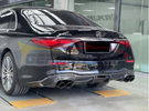 German Car Accessories 2022+ Mercedes-Benz C-Class B Style Carbon Fiber Rear Diffuser with Exhaust Tips | W206