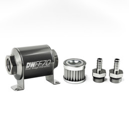 DeatschWerks Stainless Steel 3/8in 5 Micron Universal Inline Fuel Filter Housing Kit (70mm)  dwk8-03-070-005K-38 DeatschWerks Stainless Steel 3/8in 5 Micron Universal Inline Fuel Filter Housing Kit (70mm)  dwk8-03-070-005K-38