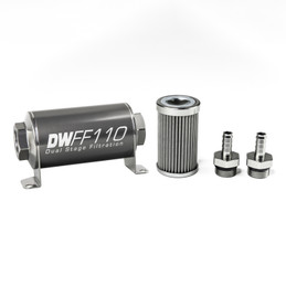 DeatschWerks Stainless Steel 5/16in 100 Micron Universal Inline Fuel Filter Housing Kit (110mm)  dwk8-03-110-100K-516 DeatschWerks Stainless Steel 5/16in 100 Micron Universal Inline Fuel Filter Housing Kit (110mm)  dwk8-03-110-100K-516