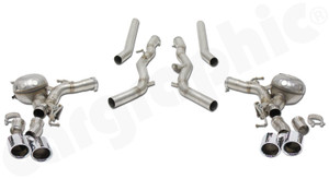 CARGRAPHIC OEM M5-Look Active Sound System w/Link Pipes & 4x 89mm Tailpipes For BMW F10/F11 M550d - PERF10M550DSMER4