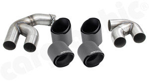 CARGRAPHIC Double-End Tailpipe Set - 4x 100mm - Round - Slash Cut w/SS Liner & CARGRAPHIC Logo - Visual Carbon Matte For BMW X6 G06 30i xDrive & 40i sDrive/xDrive - CARX6G06ER40KEVTPCG CARGRAPHIC Double-End Tailpipe Set - 4x 100mm - Round - Slash Cut w/SS Liner & CARGRAPHIC Logo - Visual Carbon Matte For BMW X6 G06 30i xDrive & 40i sDrive/xDrive - CARX6G06ER40KEVTPCG