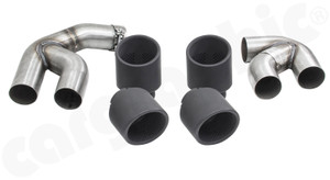 CARGRAPHIC Double-End Tailpipe Set - 4x 100mm - Round - Rolled In - Slash Cut w/Perforated Insert - Matte Black Thermopaint For BMW X6 G06 30i xDrive & 40i sDrive/xDrive - CARX6G06ER40RTP CARGRAPHIC Double-End Tailpipe Set - 4x 100mm - Round - Rolled In - Slash Cut w/Perforated Insert - Matte Black Thermopaint For BMW X6 G06 30i xDrive & 40i sDrive/xDrive - CARX6G06ER40RTP
