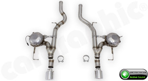 CARGRAPHIC Active Sound System w/2x 100mm Mirror Polished Sport Tailpipes For Land Rover Range Rover Velar D300 / D275  - PERRRVELD6SM2100