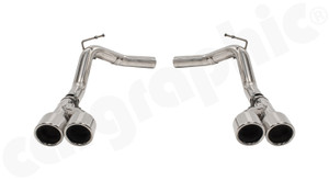 CARGRAPHIC Rear Silencer Replacement Set / Over-Axle Pipes w/4x 89mm Round Double-End Mirror Polished Sport Tailpipes For Land Rover Range Rover Sport LS HSE V8 4.4L / SC V8 4.2L - PXRRSPSCER35