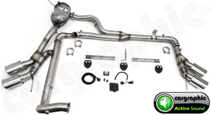 CARGRAPHIC AMG 63-Look Active Sound System Conversion Kit w/4x 115x82mm Mirror Polished Straight-Cut Tailpipes For Mercedes Benz G350 CDI W463 - PERW463DETSMEVO