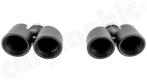 CARGRAPHIC Sport Double-End Tailpipe Set - 4x 89mm Round, Slash-Cut & Black Ceramic Coated For Porsche 997.1 Carrera 2 / 4 3.6L - CARP97ERSCER36