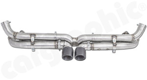 CARGRAPHIC GT3-Look Center Silencer Conversion Kit X-Pipe w/Open or Closed Pipe Work & 89mm or 100mm Double-End Tailpipes For Porsche 997.2 Carrera 2/4/2S/4S/2 GTS/4 GTS & Speedster/Sport Classic 3.8L - CARP97DFIERGT3